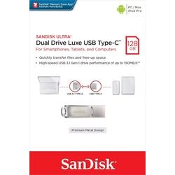 Sandisk USB 3.1 OTG Stick 128GB, Dual Drive Luxe Typ-A-C, (R) 150MB/s, Memory Zone, Retail-Blister