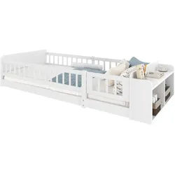 Okwish Kinderbett 90/200 cm Weiß Kiefernholz mit offenem Lager , Holz , 90x200 cm , Babymöbel & Kindermöbel, Kinderzimmer & Jugendzimmer, Kinderbetten