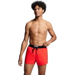 PUMA Badeshorts PUMA SWIM MEN LOGO SHORT SHORTS 1P Seitentaschen, Gesäßtasche mit Reißverschluss, Kordelzug rot XS