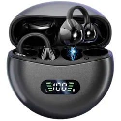ibettertec Open Ear Kopfhörer, In Ear Ohrhörer, Bluetooth 5.4 Sport-Kopfhörer Open-Ear-Kopfhörer (Reduzierung des Anrufrauschens und Intelligente Bassoptimierung, Offenes Ohrclip-Design, HiFi Stereo, 60 Std Laufzeit, IPX4 Wasserdichte Kabellose Sport Bluetooth Kopfhörer, für Übung, Büro und Langzeitgebrauc) grau
