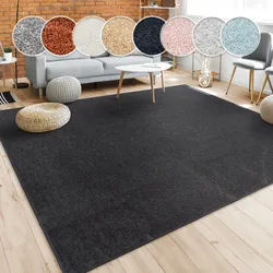 Teppich PACO HOME "Porto 890", schwarz, B:60cm H:13mm L:100cm, Obermaterial: 100% Polypropylen, Teppiche, Teppich, Kurzflor, Uni-Farben, ideal im Wohnzimmer & Schlafzimmer