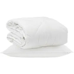 vidaXL Bett Ganzjahresbettdecke mit Kissen 2 pcs Weiß Mikrofaser (2-tlg) weiß
