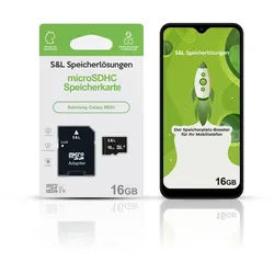 Tec-Expert microSD Karte S&L für Samsung Galaxy M02s Speicherkarte (16 GB, Class 10, microSDHC)