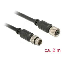 DELOCK 12640 - M8 Sensor- / Aktorkabel 6 Pin Stecker zu 6 Pin Buchse wasserdich