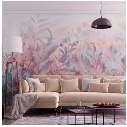 KUNSTLOFT Vliestapete Holiday Memory - Second Variant 0.98x0.7 m, Halb-matt, Matt, lichtbeständige Design Tapete blau|rosa 0.98 m x 0.70 m