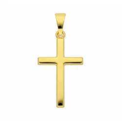 Kreuzkette ADELIA ́S "Halskette - Kreuzkette mit Kreuz Anhänger aus 585 Gold", gold, Halsketten, Damen, Gelbgold 585 Gold, Gelbgold 585, Gold, Kreuzkette, Schmuckset mit bis 45 cm stufenlos verstellbarer 925 Silber Halskette