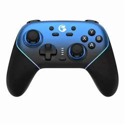Wigento GameSir Super Nova Wireless Controller für Switch PC RGB Hall Effekt Gaming-Controller (RGB Beleuchtung, Hall Effekt, Ladestation) blau