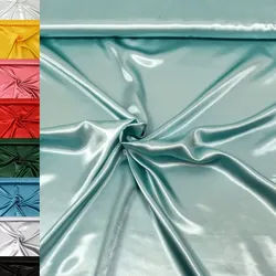 MAGAM-Stoffe Stoff "Estelle", Satin glänzend einfarbig uni ideal für Kleidung und Deko Meterware blau