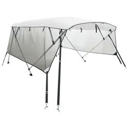 vidaXL Schutzplane Boot Sonnendach 4-Bow Bimini Top mit Mesh-Seitenteilen 243x185-198x137 weiß