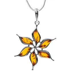 OSTSEE-SCHMUCK Kette mit Anhänger Ostsee-Schmuck Kette mit Anhänger Blüte Kette mit Anhänger Blüte (2-tlg) silberfarben 45 cm