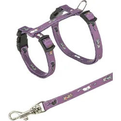 TRIXIE Junior Kätzchengeschirr mit Leine, Katzenmotiv, 21–33 cm / 8 mm, 1,20 m