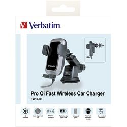 Verbatim Fast Wireless Charger, KFZ, Qi, 9V/12V, FWC-03 Kabel USB Typ-A-C, 1m, schwarz, Retail