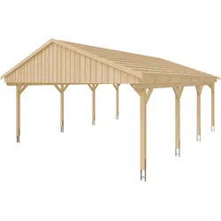 Skan Holz Fichtelberg - Satteldach Doppelcarport Breite 618 cm Gr. 2 - 618 x 808 cm Dachlattung farblich unbehandelt Holzcarport