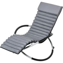 Outsunny Schaukelstuhl Metall, Texteline, Kunstwildleder, Schaumstoff