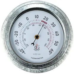NEXTIME Wanduhr 4302GA (aus Metall mit Messbereich bis 60°C) silberfarben