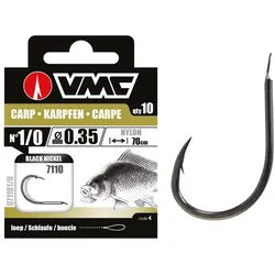 VMC Karpfenhaken VMC Karpfenhaken 7110 Vorfachhaken Schwarz 70cm, (Packung, 10-St) schwarz 1