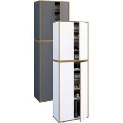 VCM Holz-Schuhschrank Maße: B. 60 x H. 183 x T. 33 cm Allzweckschrank 9 Fächer 4 Drehtüren - Salia Breite 60 cm