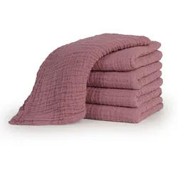 Laleni Spucktücher 70/70 cm, 100% Baumwolle für Babys, Rosa, 5er-Set , Textil , Quadratisch , 70x70 cm , Pflegen, Babypflegeprodukte