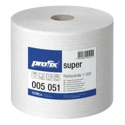 profix® super Wischtuchrolle, 38 x 27 cm, hochweiß, Flocken-Vlies, 1-lagig, 500 Blatt, perforiert, 1 Paket = 1 Rolle = 500 Abrisse