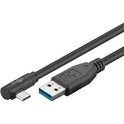 USB-A USB-C - 90° - 3m - USB 3.2 Gen 1 - Schwarz