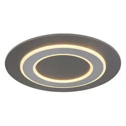 LED Deckenleuchte anthrazit opal Deckenlampe Holz grau Wohnzimmerleuchte Decke, Metall Acryl, 40W 1120Lm warmweiß, DxH 48x4,6 cm