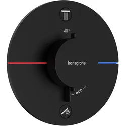 hansgrohe ShowerSelect Comfort S Thermostat, Unterputz, 2 Verbraucher, runde Rosette, mit Sicherungskombination, 15556670, Farbe: Mattschwarz