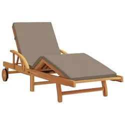 vidaXL Gartenliege 200 x 67 x 84 cm Klappbare Sonnenliege mit Rädern Kissen Taupe Massiv grau