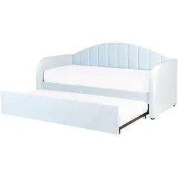 Beliani Tagesbett 90/200cm Hellblau Eyburie , Textil , 90x200 cm , Babymöbel & Kindermöbel, Kinderzimmer & Jugendzimmer, Kinderbetten