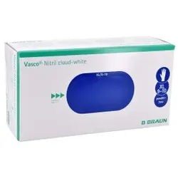 B. Braun Vasco® Nitril cloud-white Einmalhandschuhe, unsteril, Untersuchungs- und Schutzhandschuhe für die tägliche Anwendung, 1 Packung = 150 Stück, Größe XL
