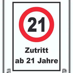 HB-Druck Zutritt ab 21 Jahre Schild A0 Rückseite selbstklebend