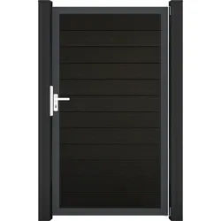 GroJa Solid Steckzaun Universal Einzeltor Sondermaß mit Anthrazitrahmen Schwarz co-extrudiert