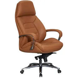 Mid.you Chefsessel , Hellbraun , Leder , Kombination Echtleder/Lederlook , Rindleder , Sternfuß , 67x140x67 cm , Wippfunktion, Wippmechanik mit Härtegradeinstellung, Rückenlehne in S-Form, Sitzfläche 360° drehbar, abwischbar , Büromöbel, Bürostühle, Chefsessel