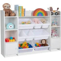 Relaxdays Kinderregal , Weiß , Holzwerkstoff, Kunststoff , 139x94x30 cm , Babymöbel & Kindermöbel, Babyzimmer, Babyregale & Kinderregale