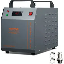 VEVOR Industrieller Wasserkühler, CW-3000 (PRO), 150 W luftgekühltes industrielles Wasserkühler-Kühlsystem mit 12 L Wassertank, 18 L/min max. Durchflussrate, für Kühlmaschine für Lasergravurmaschinen