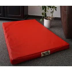 Hundebettenmanufaktur Hundematte Orthopädische Hundematratze mit antiallergischer Kokosmatte Kunstleder rot 90 cm x 120 cm