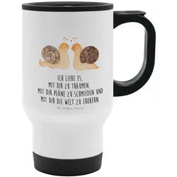 Mr. & Mrs. Panda Thermobecher Schnecken Liebe, Kaffee-Thermobecher, Weiß, Paar, Zukunft, thermosbec, Edelstahl, doppelwandbecher Thermobecher Mit Trinköffnung becher coffee to go weiß