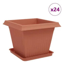 vidaXL Blumentopf Blumentöpfe 24 pcs Ziegelrot 43 x 43 x 33,5 cm Kunststoff (24 St) rot