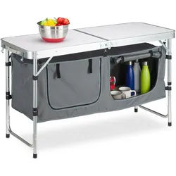 Relaxdays Campingtisch , Multicolor , Metall, Textil, Holzwerkstoff , 120x70x47 cm , Gartenmöbel, Gartentische, Klapptische