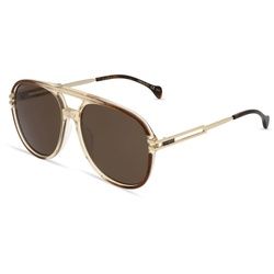 Gucci GG1104S Herren-Sonnenbrille Vollrand Pilot Kunststoff-Gestell, Braun