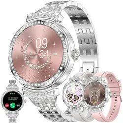 MYSHUN Smartwatch (3,6 cm, android ios), Damen Smartwatch mit 1.32" AMOLED Display, Bluetooth Telefonie silberfarben