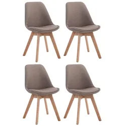 CLP 4er Set Retrostühle Borneo V2 Mit Stoffbezug Und Hochwertiger Polsterung I Lehnstühle Mit Holzgestell