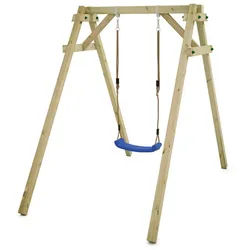 Wickey Einzelschaukel Smart One – Holzschaukel für Kinder mit Einzelsitz, (Fördert Gleichgewicht & Bewegung bei Kindern, Gartenschaukel mit höhenverstellbarem Sitz), Massivholz, wetterfest & langlebig mit 10-Jahren Garantie* blau