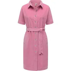 Cordkleid RAGWEAR "Rozyna Cordy YOUMODO", Damen, Gr. XL (42), Normalgrößen, rosa, Material: 98% Baumwolle, 2% Elasthan, gerade knielang, V-Ausschnitt, Ärmel ohne Ärmelschlitz, Kleider, Kurzärmliges Kordkleid mit Hemdkragen