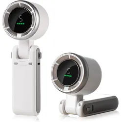 Minicloss Handventilator Tragbarer Turbo Handventilator, 5-stufiger Wind, USB-C&Trageschlaufe, 3-in-1 Hand-, Hals- & Tischventilator, für Reisen, Büro & Outdoor weiß