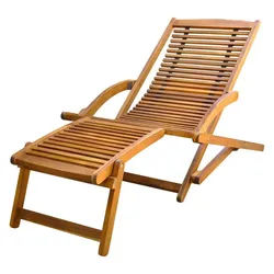 vidaXL Gartenlounge-Sessel Liegestuhl mit Fußablage Akazie Massivholz Gartenliege Sonnenliege Hol braun