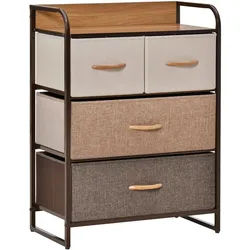 HOMCOM 4-Schubladen-Kommode Stoffschubladen Stahlrahmen Holzplatte Organizer Schlafzimmer Flur Ahornholz