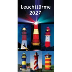 Tischkalender Leuchttürme 2027. 3-Monats-Tischkalender weiß