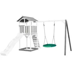 Spielturm , Grau, Grün, Weiß , Holz, Kunststoff , 356.6x241.9x349 cm , EN 71, CE, FSC 100% , Freizeit & Co, Gartenspielzeug, Spieltürme