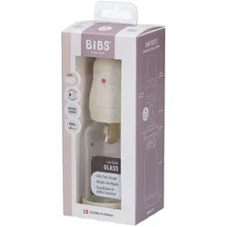 Bibs Babyflasche aus Glas 120 ml Vollständiges Set Ivory 0+ Monate