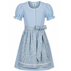 Isar-Trachten Dirndl Kinderdirndl 63135 hellblau mit Ärmel blau 116